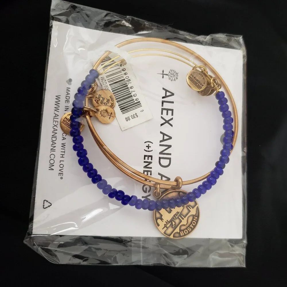 Limited edition Alex and Ani Boston Strong Set of 2 Bracelet Bangle 364 - Picture 1 of 4